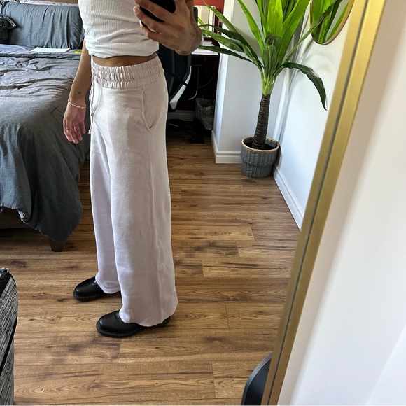 Zara Wide Leg Cream Sweatpants - Womens - Picture 5 of 5